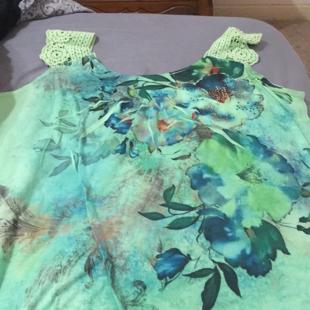 Multicolored tunic with rhinestones